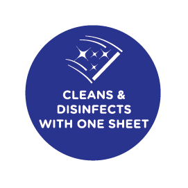 Cleans and disinfects with one sheet